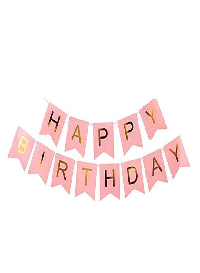 LaVichitra Happy Birthday Card Board Banner for Birthday Celebration of Kids and Adults (Pink) - Image 1